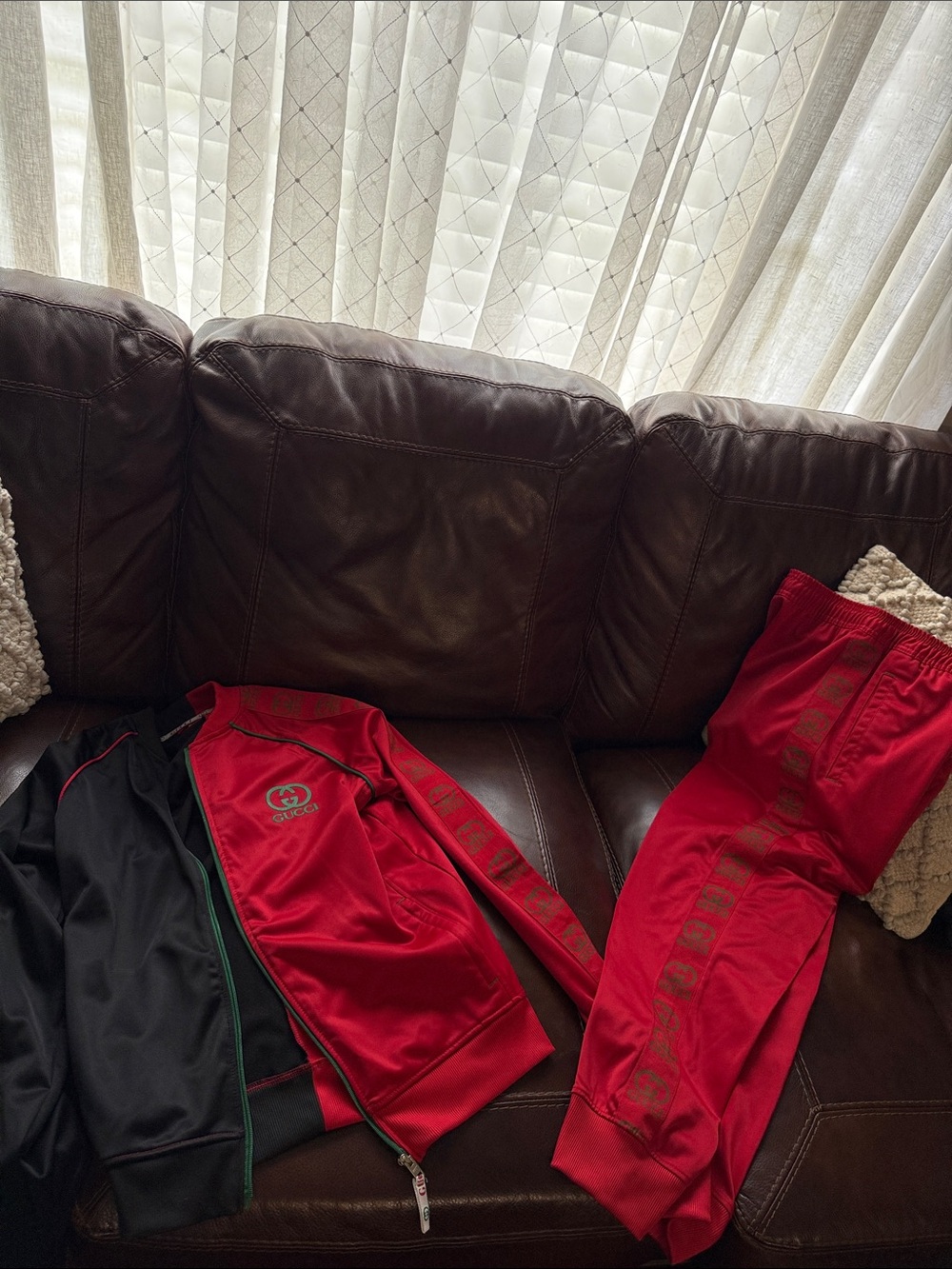 Gucci Women Red and Black Track Jacket & Jogger’s